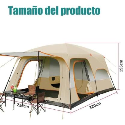 Carpa Puegarou 4-6 Personas Verde Oscuro con Protección de Lluvia y Mosquiteras