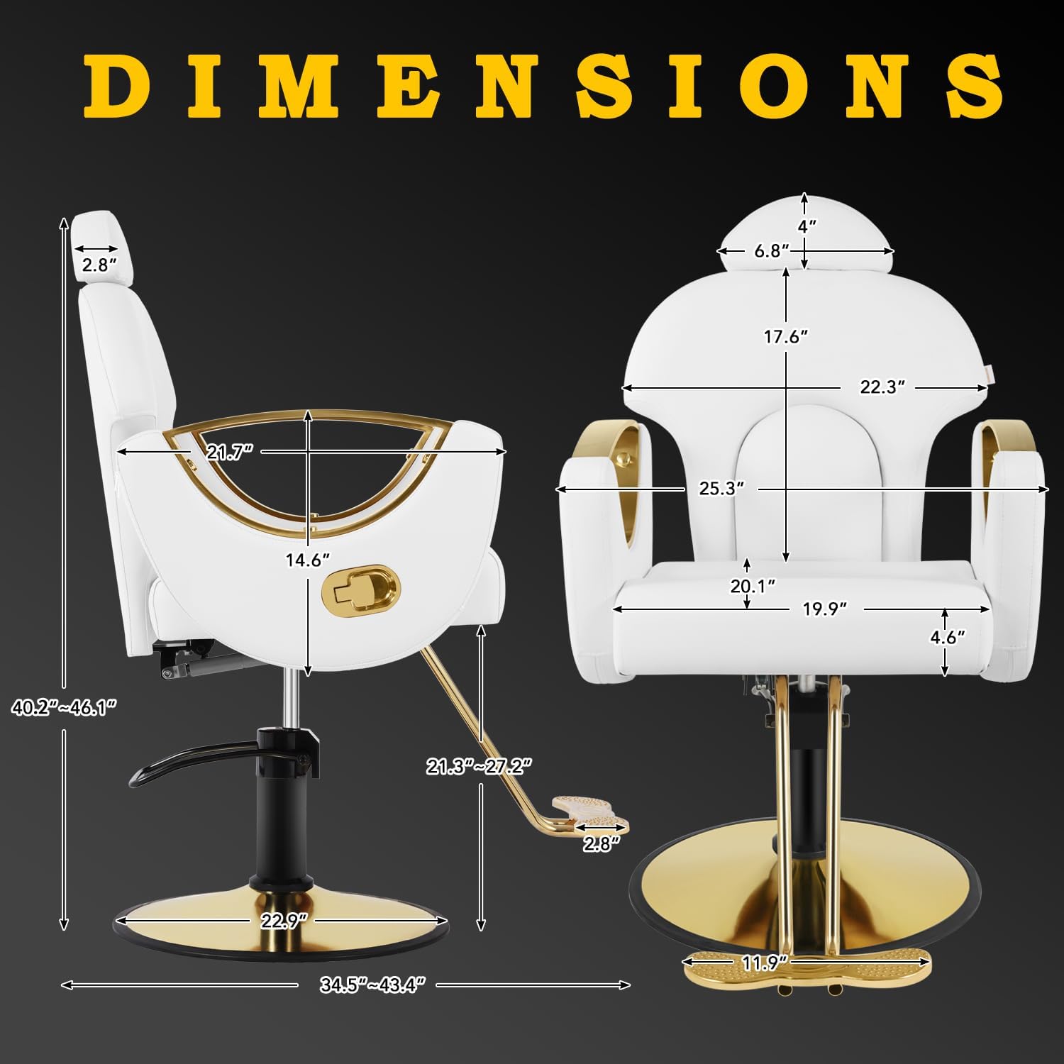Silla de peluquero de salón, silla reclinable para peluquero, silla de peluquería con bomba hidráulica resistente, silla de peluquería giratoria de 360 grados para peluquería en casa, color rosa