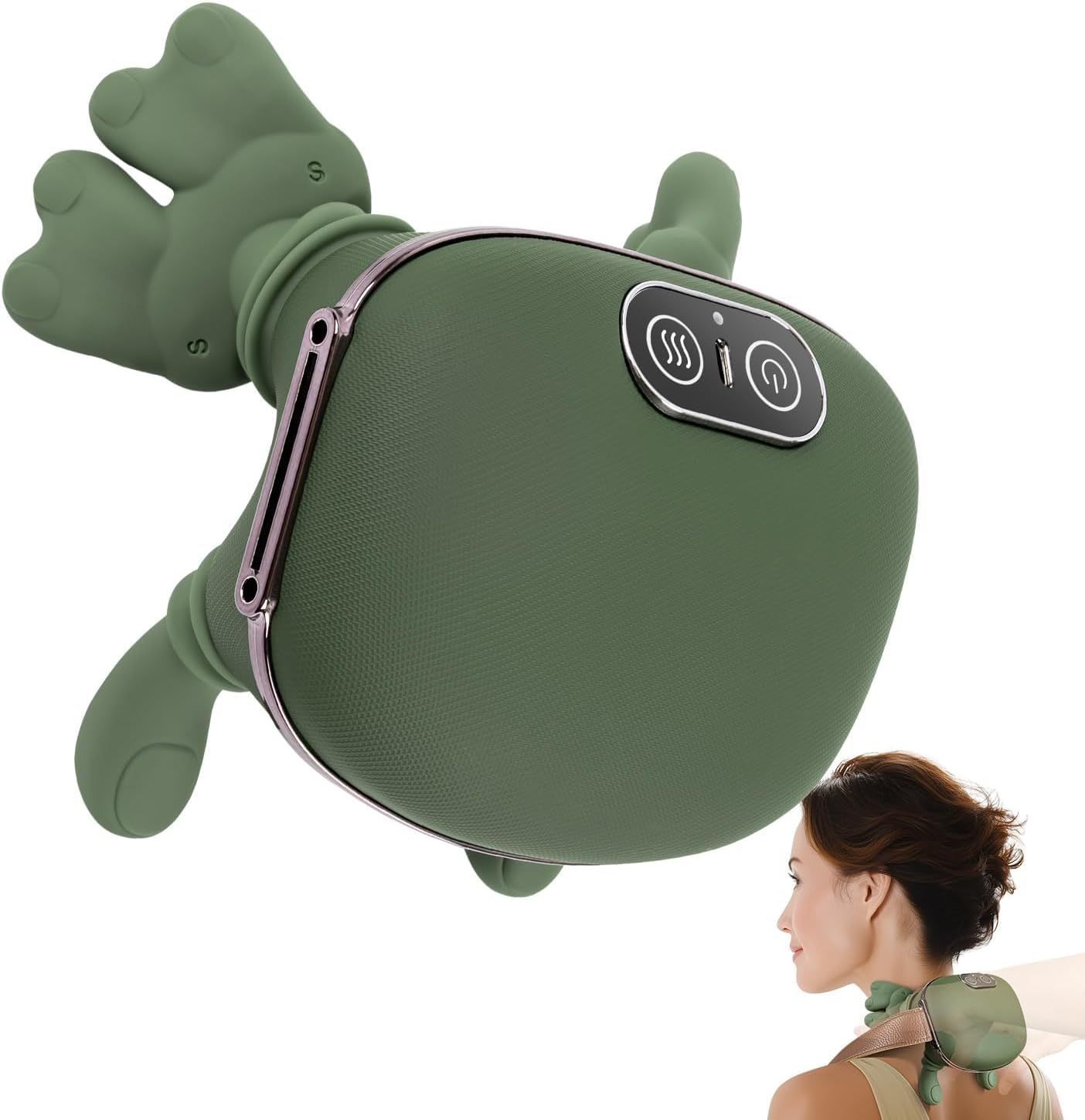 TREEFIA Siasoo - Masajeador de cuello - Bionic - Masajeador con calefacción inalámbrica, masajeador de cuello y espalda, tejido profundo eléctrico 4D, diseño de mano humana simulada