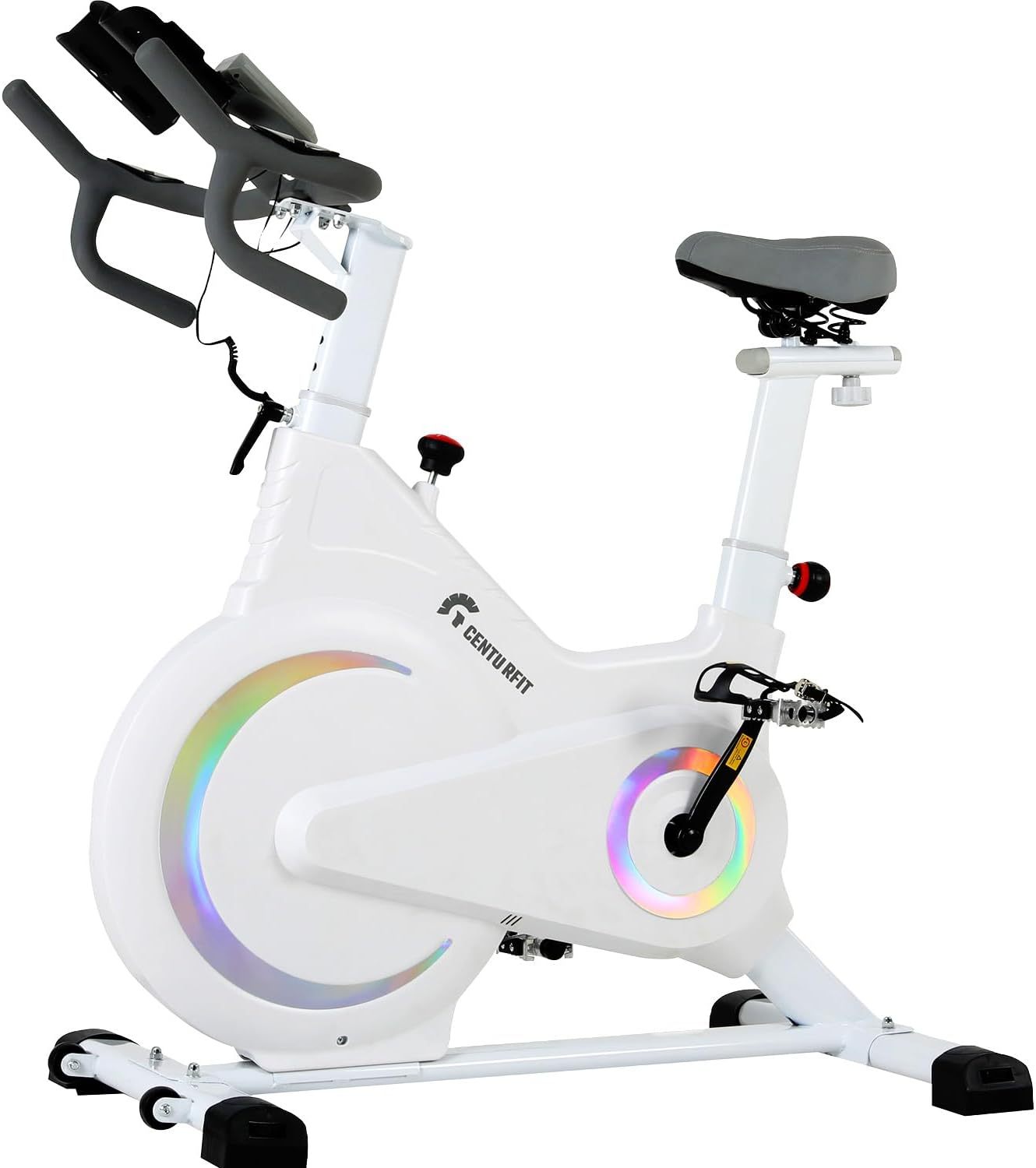 RACK & PACK Bicicleta Estatica con Resistencia Magnetica Spinning Silenciosa para Hogar Casa Gimnasio Gym Monitor Electrico 6 Finciones Ajuste de asiento y Manubrio Bici Fija Spin Soporta 100 Kg