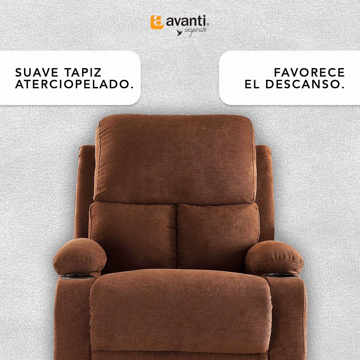 Sillon Reclinable para Adultos Individual - Brady - con Sistema Manual - Reposet de Tela - Varios Colores (Gris).