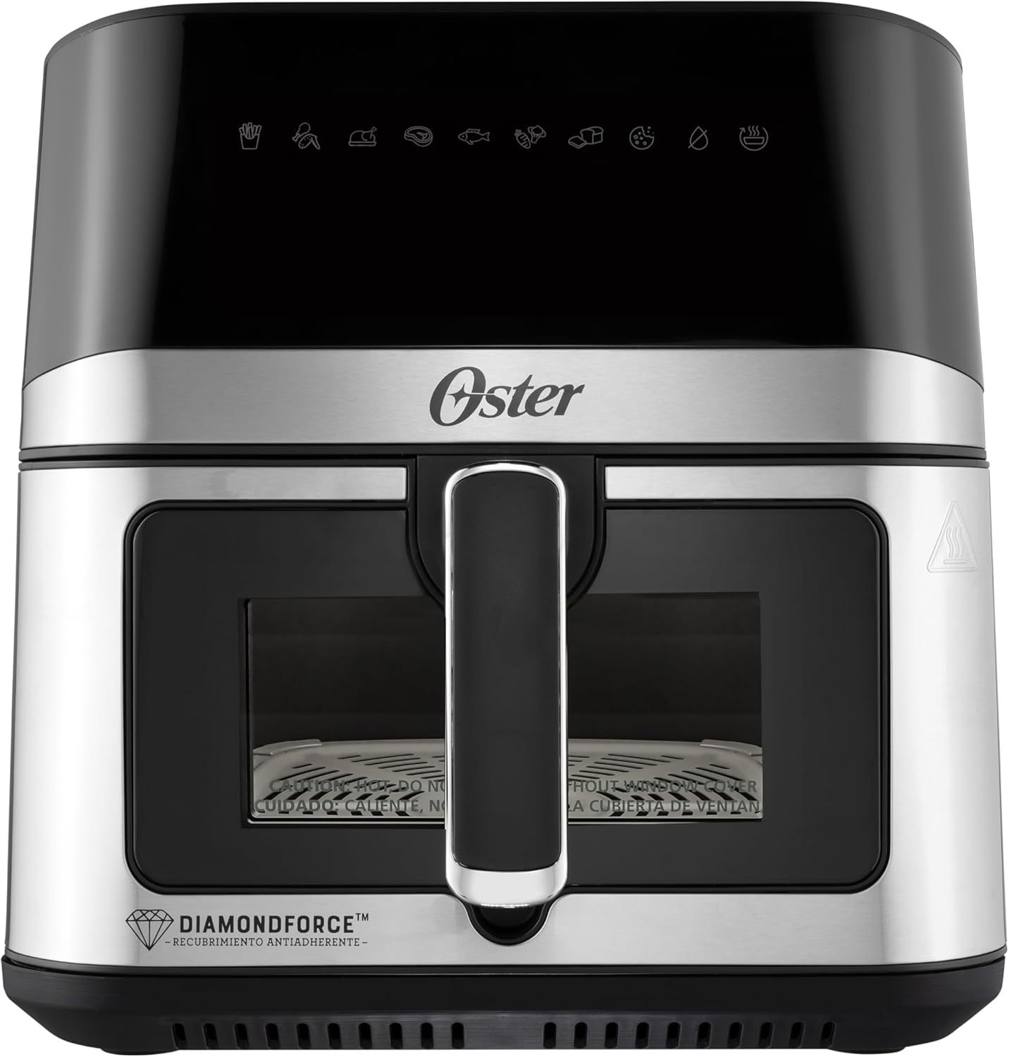 Oster® Freidora de Aire Digital XL 7.5L con Ventana y Luz Interna, Recubrimiento DiamondForce, 10 Programas Automáticos, Modelo CKSTAF75WDSSDF