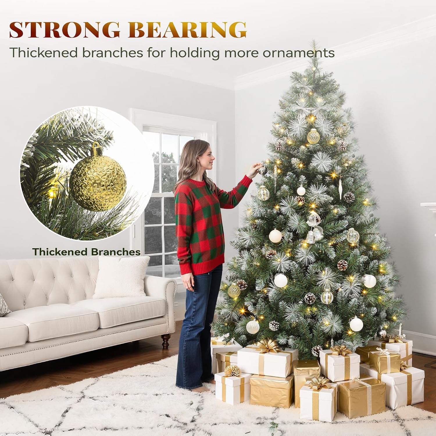 【11 Light-Modes】YITAHOME 4.5/6/7.5/9 FT Artificial Christmas Tree, with PVC Tips and Warm-White Lights, Ideal for Home, Office Decoration 【11 Light-Modes】YITAHOME 4.5/6/7.5/9 FT Artificial Christmas Tree, with PVC Tips and Warm-White Lights, Ideal for Home, Office Decoration