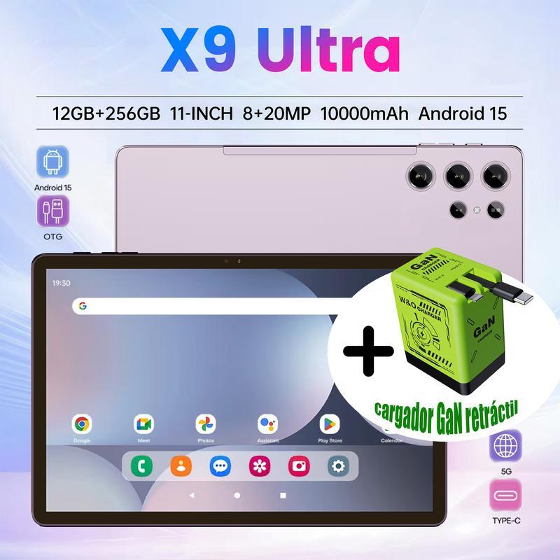 【Regalos Navideños】X9 Ultra 11\" Tablet Android 15 con 256GB Almacenamiento, 12GB RAM, Batería 10000mAh y WiFi 5G