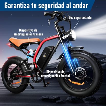 HONEYWHALE K6 Bicicleta Electrica para Adultos, Moto Bicicleta de Montaña de 7 Velocidades, Potencia del Motor 1080 W, Velocidad Máxima 48KM/H, Autonomía 40-45KM, Batería (48V, 15AH)