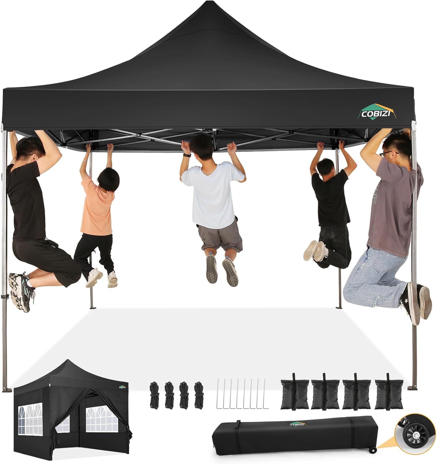 COBIZI - Toldo desplegable de 10 x 20 Pulgadas con 6 Paredes Laterales, toldo Impermeable para Eventos al Aire última intervensión, UPF 50+ cenador portátil para Fiestas, Playa, Camping, Boda,