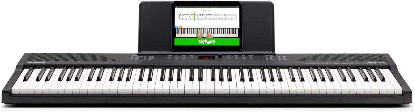 Alesis Melody 61 - Piano eléctrico con 61 teclas, Teclado Musical con altavoces, audífonos, micrófono, soporte para piano, atril y taburete