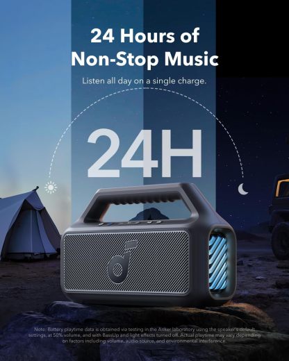 Soundcore Boom 2 bocina, 60W RMS y Tecnología BassUp, 24 Horas de reproducción, Sincroniza +100 Altavoces, IPX 7 y flotación, Altavoz Inalámbrico, Portátil Bluetooth, Party Box