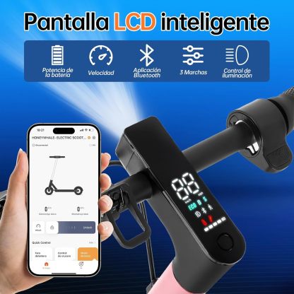 HONEYWHALE M2 Pro Scooter Eléctrico Plegable para Adultos, Motor de 500 W de Potencia Máxima, 22km con una Carga Completa, Velocidad Máxima 32km/h, Patin Eléctrico con App Control Bluetooth