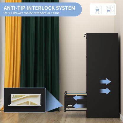 AQY - Archivador vertical de 4 cajones con cerradura, archivador vertical de metal para oficina en casa, archivadores de 18 pulgadas de profundidad para colgar carpetas legales o tamaño carta,