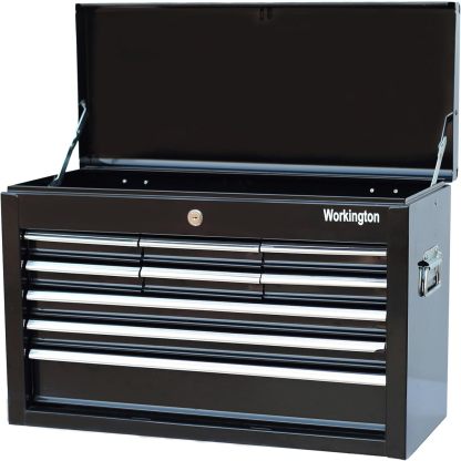 Workington Caja de herramientas portátil de metal con 9 cajones, 61 cm Caja de herramientas con 9 cajones y raíles de cajones con rodamientos de bolas, Caja organizadora de herramientas de acero 4006