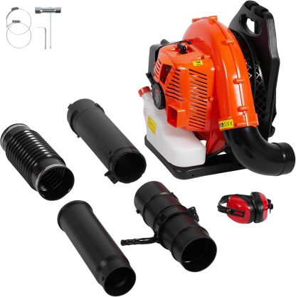 VEVOR - Soplador de Hojas de Gas de 79 CC, soplador de Mochila de Gas de 2 ciclos con Tanque de Combustible de 3 litros, Volumen de Aire de 930 CFM, Velocidad de 184 mph, Ideal para el Cuidado del