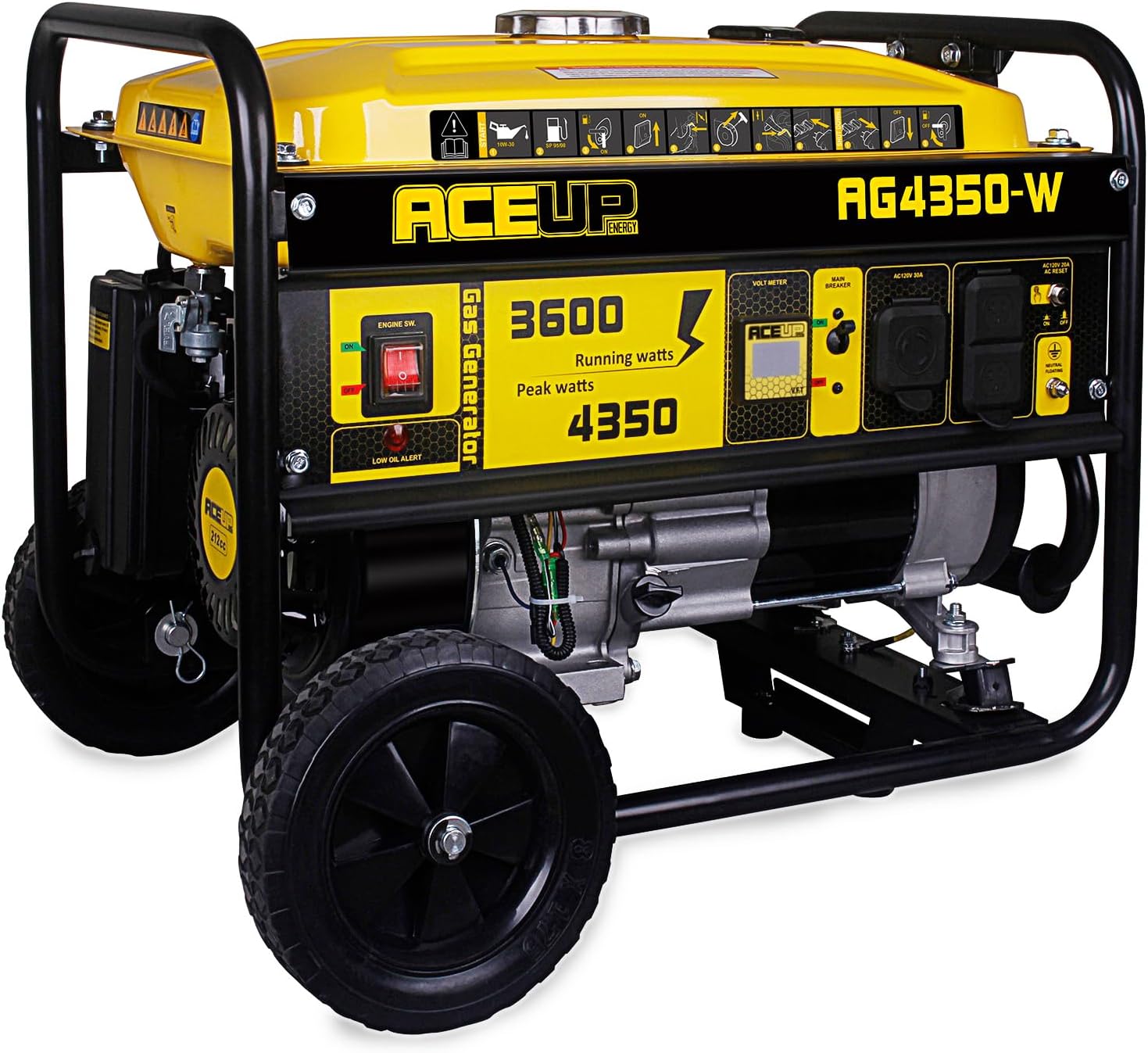 Aceup Energy - Generador de gas de 1.200 W, pequeño generador portátil para uso doméstico, camping, ultraligero, compatible con EPA y CARB