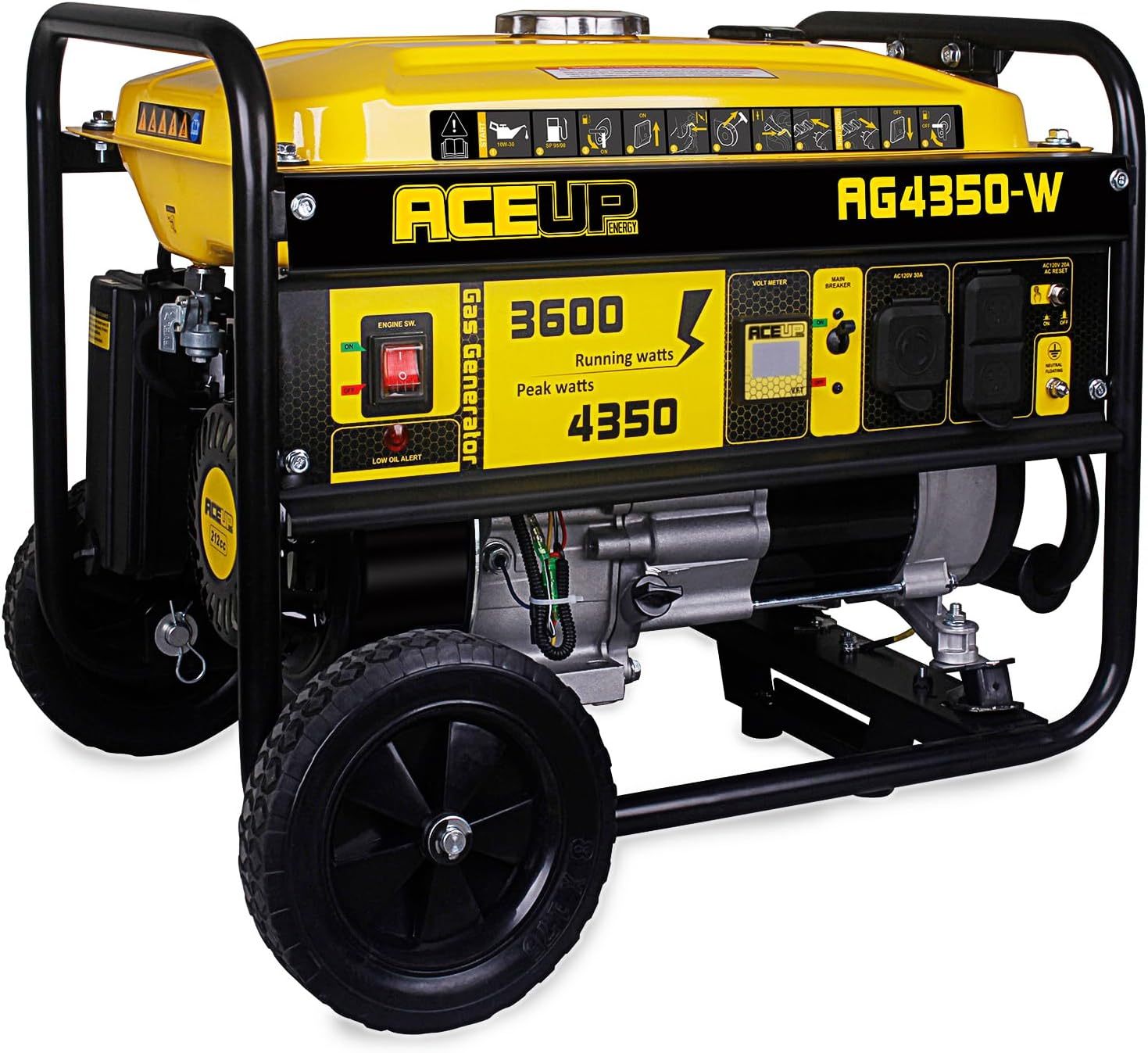 Aceup Energy - Generador de gas de 1.200 W, pequeño generador portátil para uso doméstico, camping, ultraligero, compatible con EPA y CARB