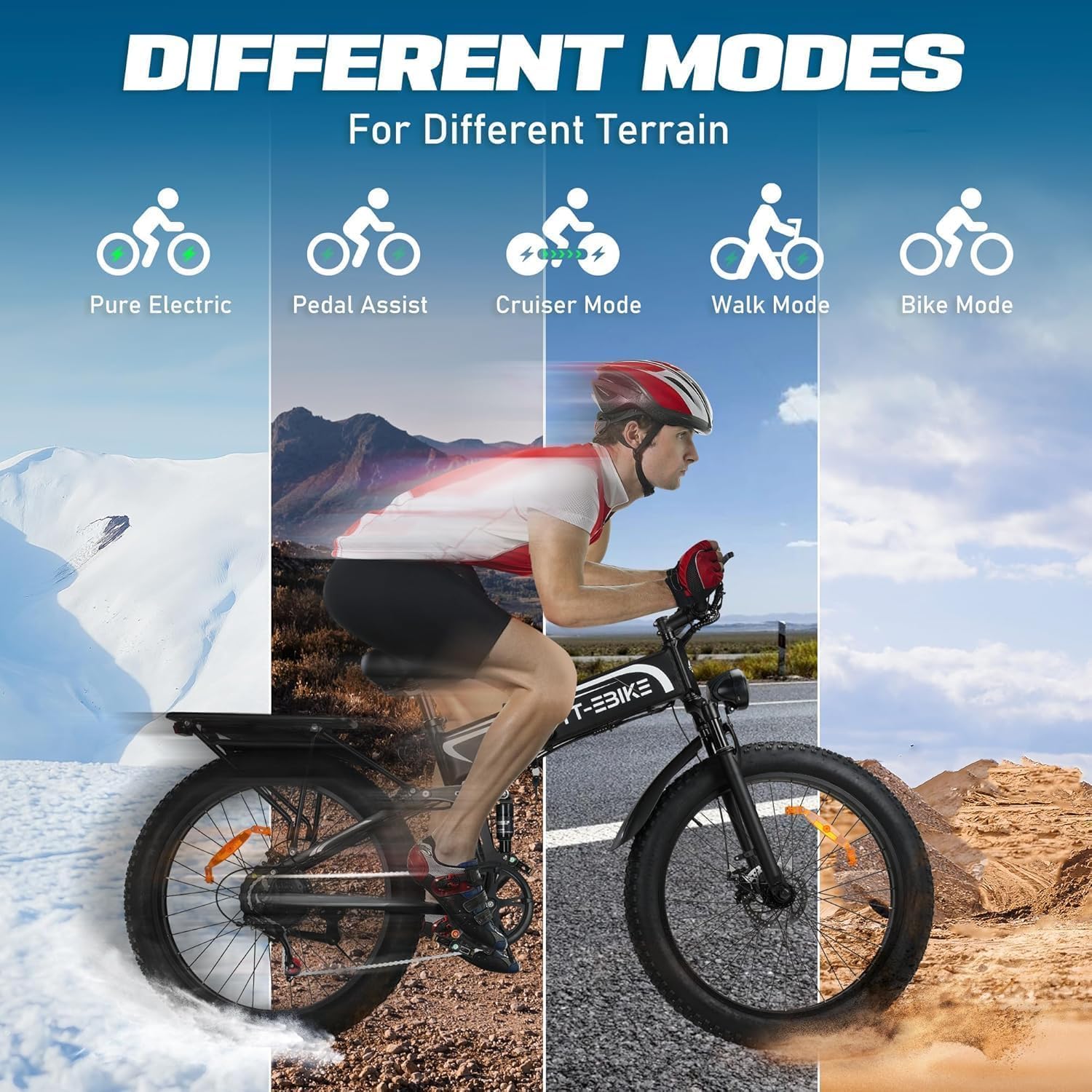 Dual: 4350/3000/2350 W, bicicleta eléctrica para adultos 42/40/32 MPH con batería de 52 V 28/23 AH, bicicleta de montaña E de 26 pulgadas, bicicleta plegable de suspensión completa, engranaje de 7