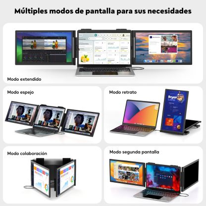 Szory Extensor de Pantalla para Laptop, Monitor Portátil IPS FHD 1080P de 14", Pantalla Triple Compatible con Laptops de 14" a 16", Windows y Mac, Incluye Bolsa de Transporte