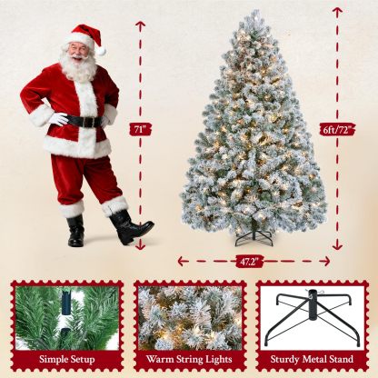 [Oferta especial de preventa]Yaheetech Árbol de Navidad Artificial Preiluminado de 6.5ft con 820 Puntas y 250 Luces Blancas Cálidas, Soporte Plegable, Color Blanco