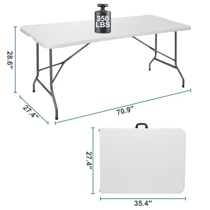 Mesa Plegable de 1.8 m con 2 Bancos, HDPE Impermeable, Soporta 159 kg, para Camping, Picnic y Exteriores