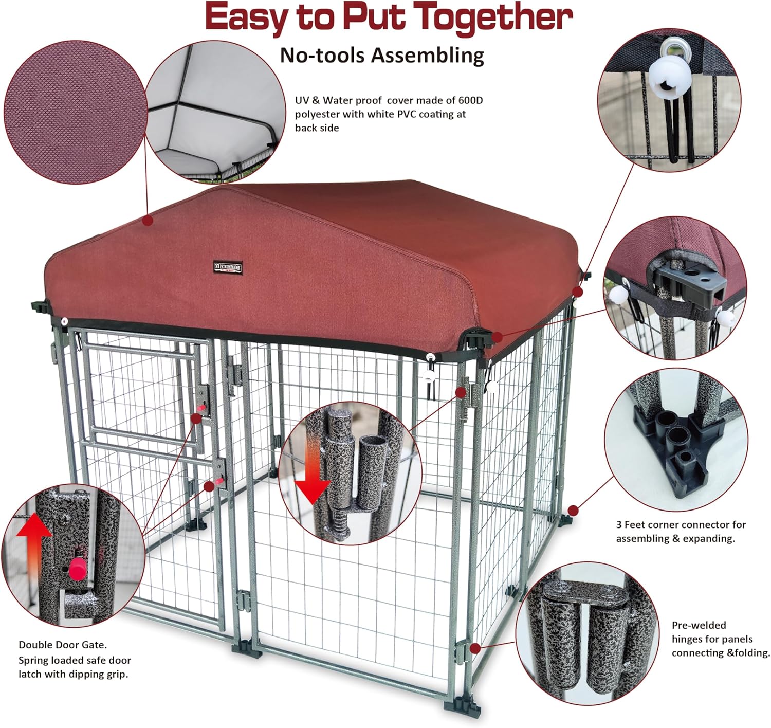 Neocraft My Pet Companion - Perrera para Perros con Cubierta de Techo (4.5 pies) – Resistente a la Intemperie/Cubierta/Resistente/Exterior/Invierno para Perros de tamaño Mediano, fácil de Montar