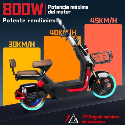 HONEYWHALE KC PRO Bicicleta Electrica para Adultos, Moto Electrica con Alarma, Potencia Motor Hasta 800W, Velocidad Máxima 45KM/H, Autonomía 60KM, Compatible con Desbloqueo NFC