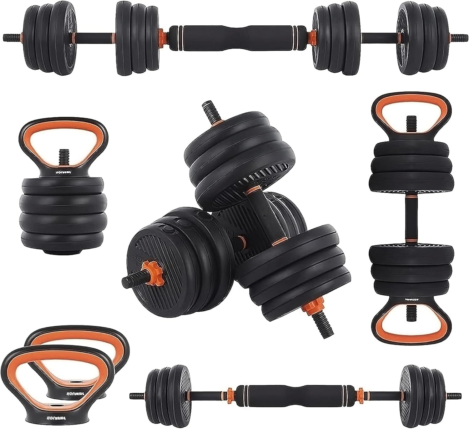 Kit de Mancuernas Brandtrendy 6 en 1 Ajustable – Pesas Rusas, Barra y Discos para Entrenamiento en Casa y Gimnasio – Diseño Compacto y Seguro, Ideal para Rutinas Completa de Fuerza y Resistencia