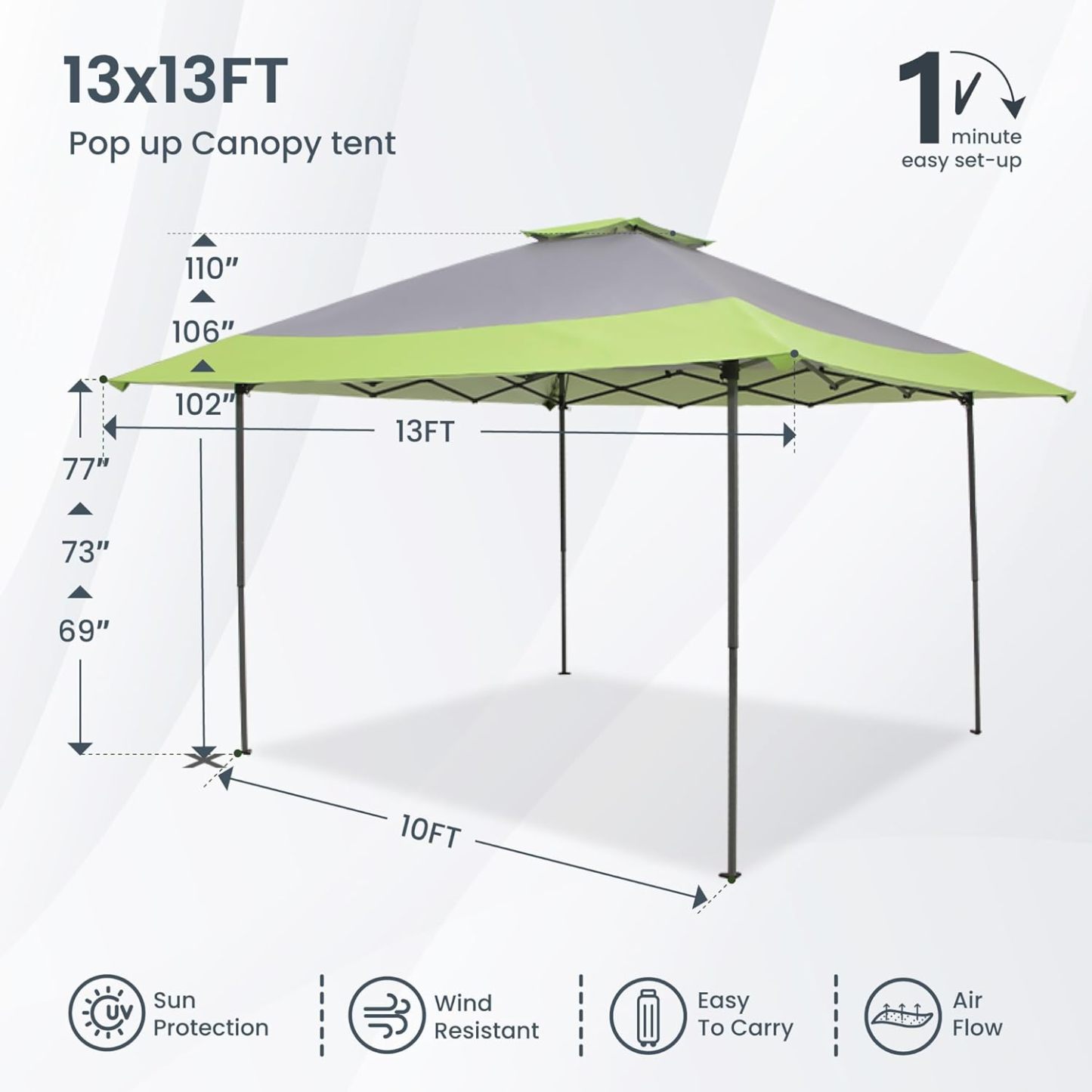 PHI VILLA - Toldo parasol con bloqueo UV de 4 x 4 m con kits de herramientas, pantalla de cenador para patio al aire libre, eventos de jardín-toallita mágica esponja