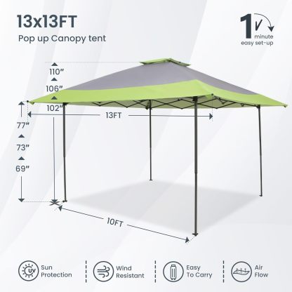 PHI VILLA - Toldo parasol con bloqueo UV de 4 x 4 m con kits de herramientas, pantalla de cenador para patio al aire libre, eventos de jardín-toallita mágica esponja