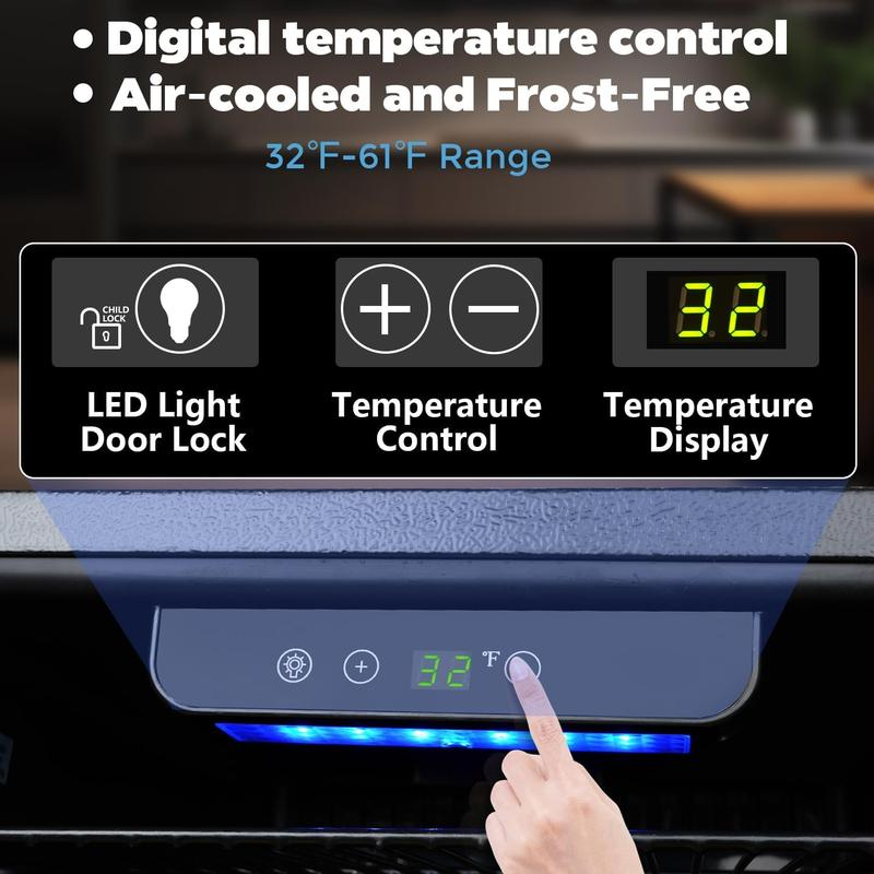 Refrigerador y Enfriador de Bebidas, Mininevera con capacidad para 48-130 latas, Enfriador compacto con pantalla digital (32~61℉), Pequeño refrigerador con 4 estantes para oficina en casa, dormitorio, garaje o sala de juegos