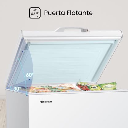 Hisense FC50D6AWX Congelador, 5 pies cúbicos, Temperatura ajustable, Fast Freeze, Cerradura de seguridad, 62x56x85cm(AnchoxLargoxAlto), Blanco