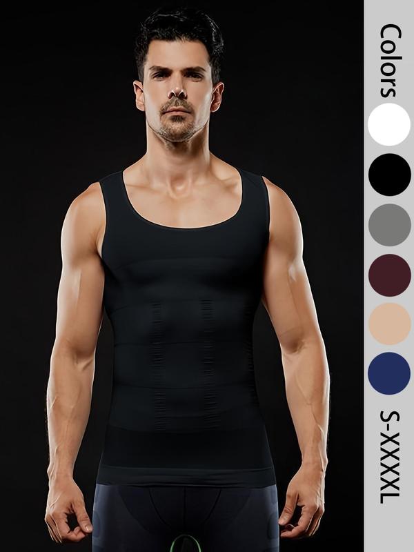 Men Seamless Compression Tank Top Slim Fit Body Shaping Undershirt Breathable Stretch Vest Elegant Tank Top for Workout Daily Wear Modern Tank Top