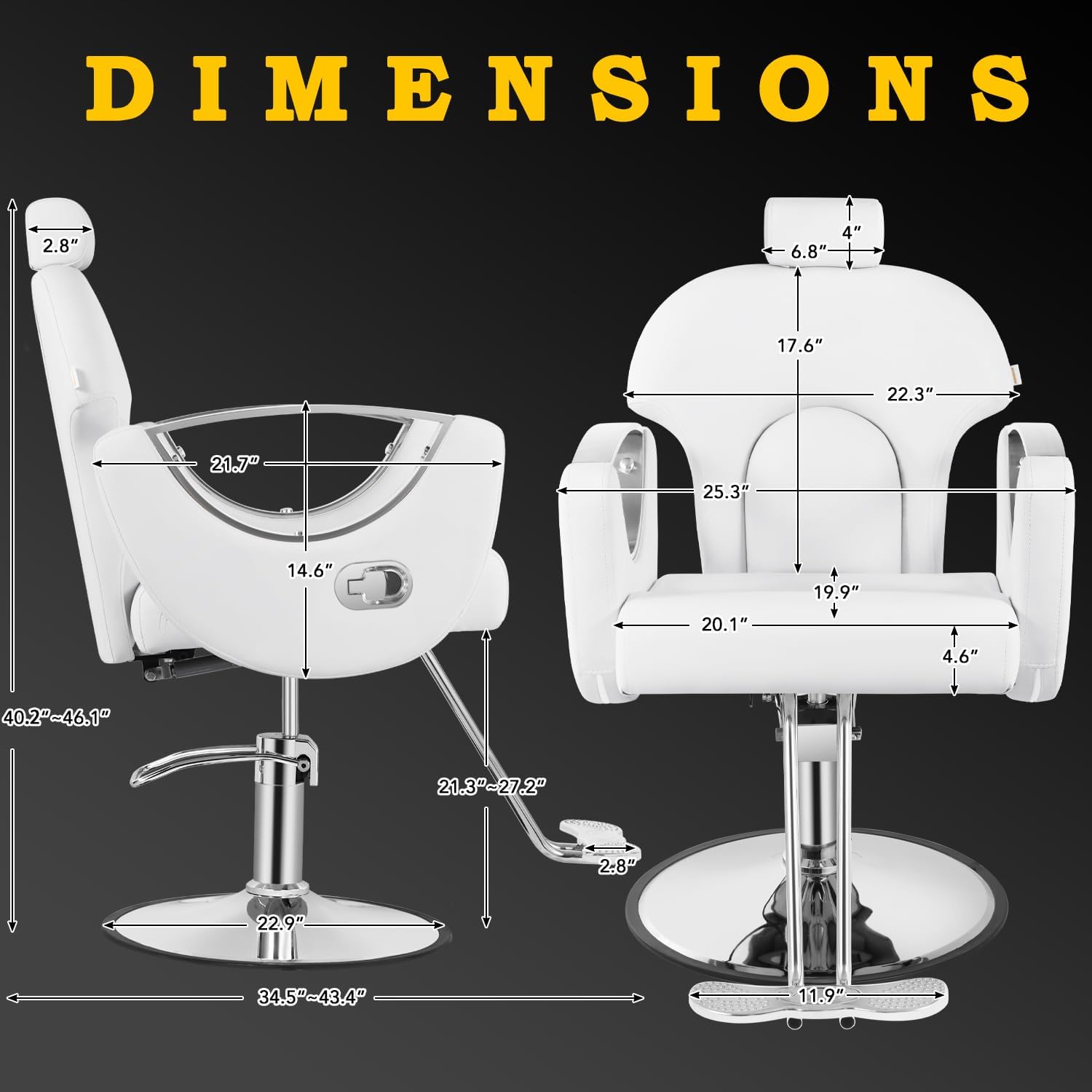 Silla de peluquero de salón, silla reclinable para peluquero, silla de peluquería con bomba hidráulica resistente, silla de peluquería giratoria de 360 grados para peluquería en casa, color rosa