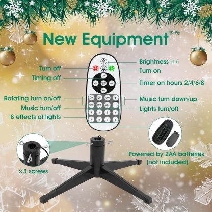 [Oferta especial de preventa]360 ° Árbol de Navidad Preiluminado Rotativo 6.5 pies - Árbol de Navidad Artificial Musical con Control Remoto, 1036 PE y PVC Puntas Mezcladas, 8 Modos 330 Luzes LED Multicolor
