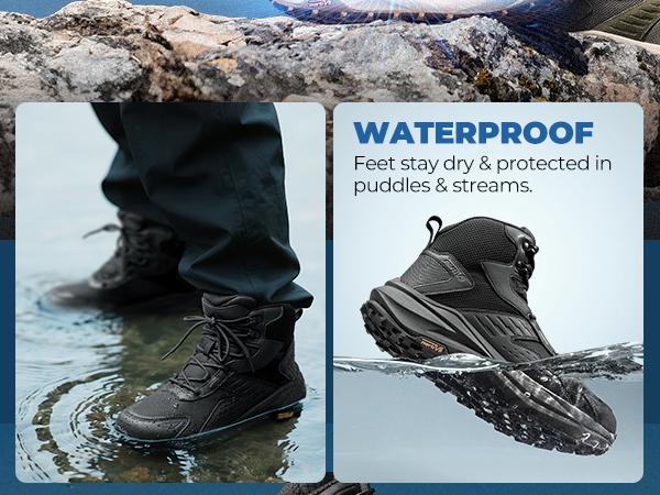 【SohoChic】NORTIV 8 Men's Wide Toe Box Waterproof Hiking Shoes Boots, Wear-Resist Upper, Lightweight, Rubber Sole, EVA Foam Midsole, 5-mm Heel-To-Toe Drop, Durable Craftsmanship, Camping Use