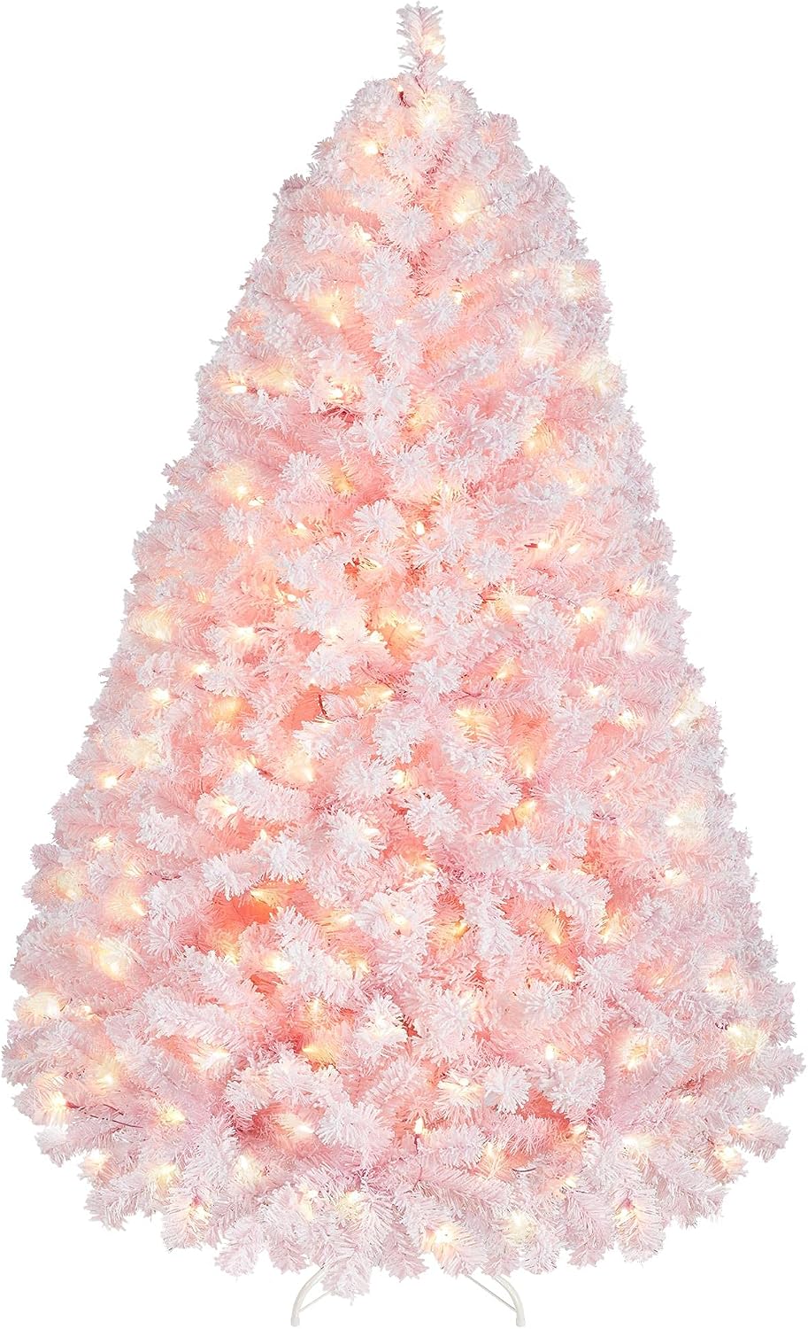 [Oferta especial de preventa]Yaheetech Árbol de Navidad Artificial Preiluminado de 6.5ft con 820 Puntas y 250 Luces Blancas Cálidas, Soporte Plegable, Color Blanco