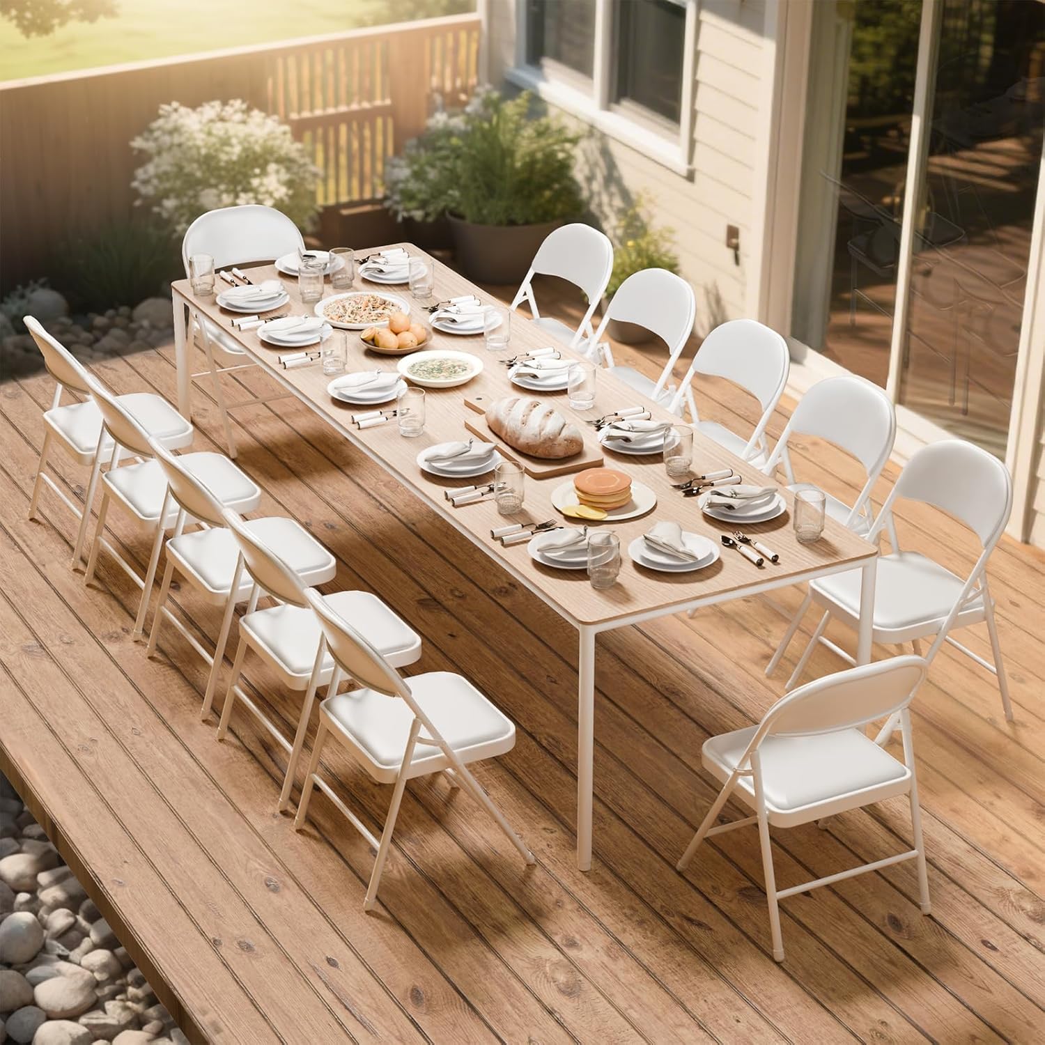 🪑 12 Sillas Plegables de Alta Resistencia | Uso Interior y Exterior | Para Jardín, Patio, Comedor, Eventos y Reuniones | Diseño Fácil de Guardar
