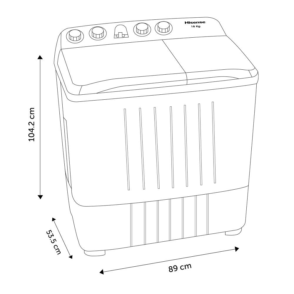 Lavadora Hisense WSA1803P Semiautomática 2 Tinas 18KG Blanca