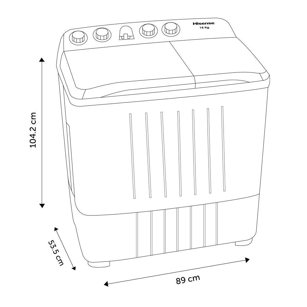 Lavadora Hisense WSA1803P Semiautomática 2 Tinas 18KG Blanca