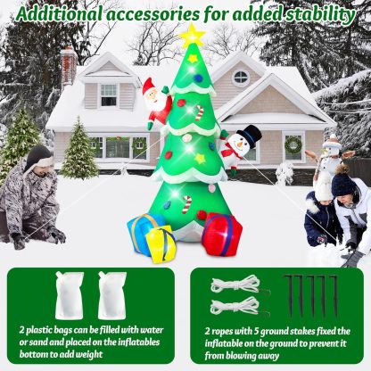 Danxilu 1.83M Arbol de Navidad Inflable con Papá Noel Perro Decoraciones al Aire Libre, Inflables Navidad Arbol Santa Claus para el Patio Inflables Navideños Decoración Iluminada con Leds
