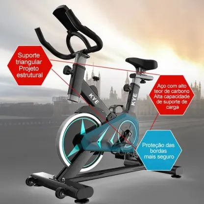 Kye Bicicleta De Spinning Fija 8kg Ejercicio Cardio Negro