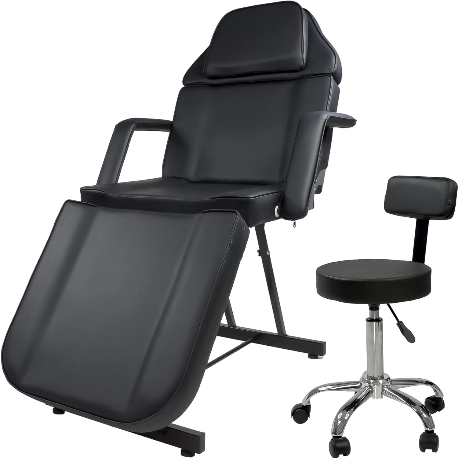 NANOFORT Silla Sillon Reclinable para Masaje Profesional Lashista Silla para Faciales Respaldo con 9 Tipos de Ajuste Soporta 200 Kg Incluye Banco Camilla para SPA Tattoo
