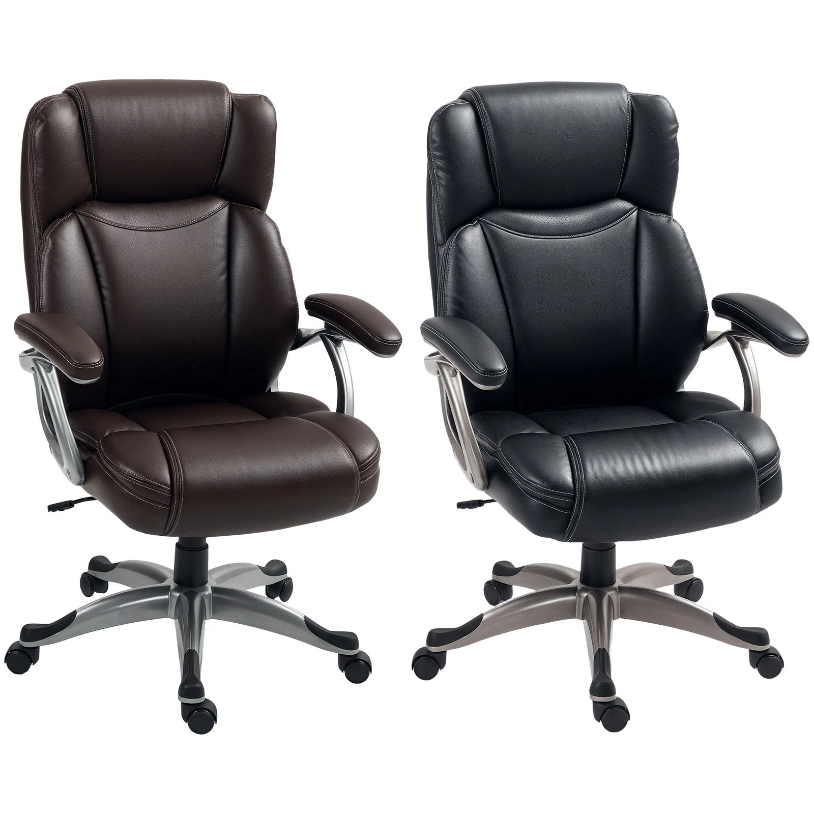 HOMCOM Silla de Oficina con Respaldo Alto, Silla de Ordenador Giratoria Inclinable