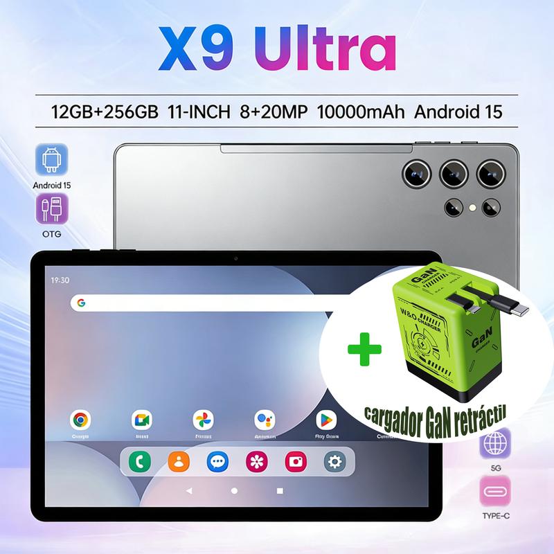 【Regalos Navideños】X9 Ultra 11\" Tablet Android 15 con 256GB Almacenamiento, 12GB RAM, Batería 10000mAh y WiFi 5G