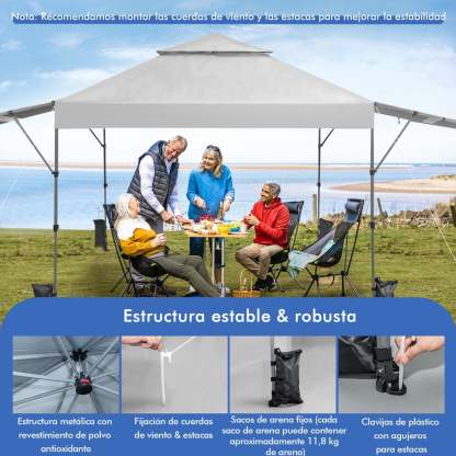 Costway 3x3m Pabellón Emergente Instantáneo Plegable para Exterior con Dos Mitades de Toldo Carpa Portátil Ajustable en Altura para Camping