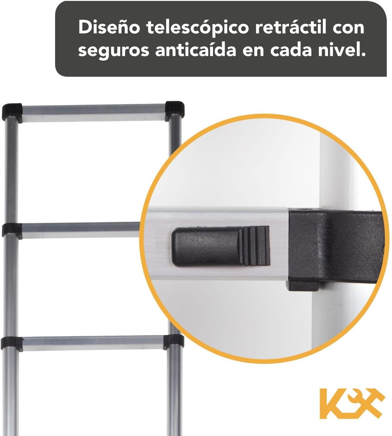 Kingsman | Escalera Multiposiciones 12 Peldaños con Charolas – Soporta hasta 150 kg – Escalera de Aluminio 3.5 MTS – Plegable – Escalera Multipropósito – Tipo Tijera – Andamio – Escalera Recta