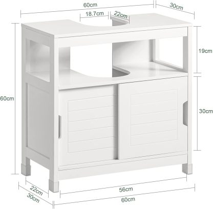 SoBuy Armario para Lavabo Mueble de Baño Debajo del Lavabo con 2 Puertas Armario de Suelo Lavabo para Baño con Mueble(Blanco FRG128-II-W)