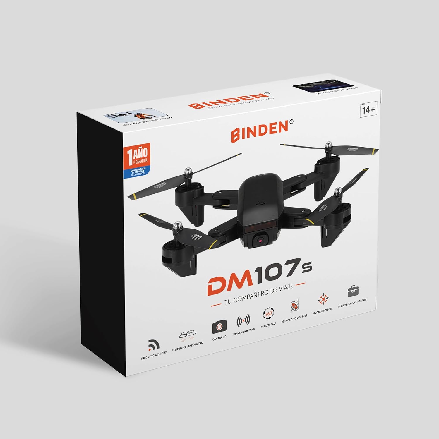 Binden - Drone Profesional B19 EIS, Cámara 2K, Sensor de Flujo Óptico, GPS, Barómetro, Quadcopter con Control Remoto, Funciones Inteligentes, 21 minutos de Vuelo - Gris Claro
