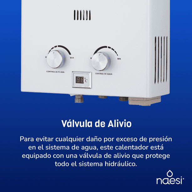 Calentador De Agua 12 Litros De Paso Naesi AN202 Dos Regaderas, Para Uso Exclusivo Gas LP