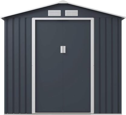 TOPLIVING Cobertizo de Almacenamiento Exterior de Metal, Bodega Exterior para Herramientas, Armario para Jardín Multiusos Metálico 213x191x195 cm Color Gris