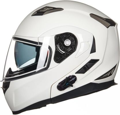 ILM - Casco de Motocicleta Modular Integrado con Bluetooth, con protección Solar para Mp3, Modelo 953/953 Pro