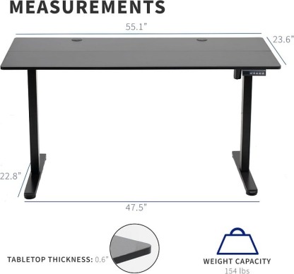 Vivo Escritorio eléctrico de 140cm x 61cm para Estar de pie, estación de Trabajo Completa para el hogar y la Oficina con Altura Ajustable, Controlador de Memoria, Negro, DESK-E155TB